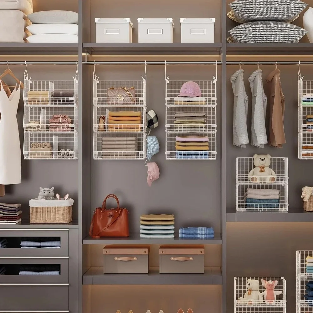 3 Tier Extra Large Closet Hanging Shelves with Divider, 16.5